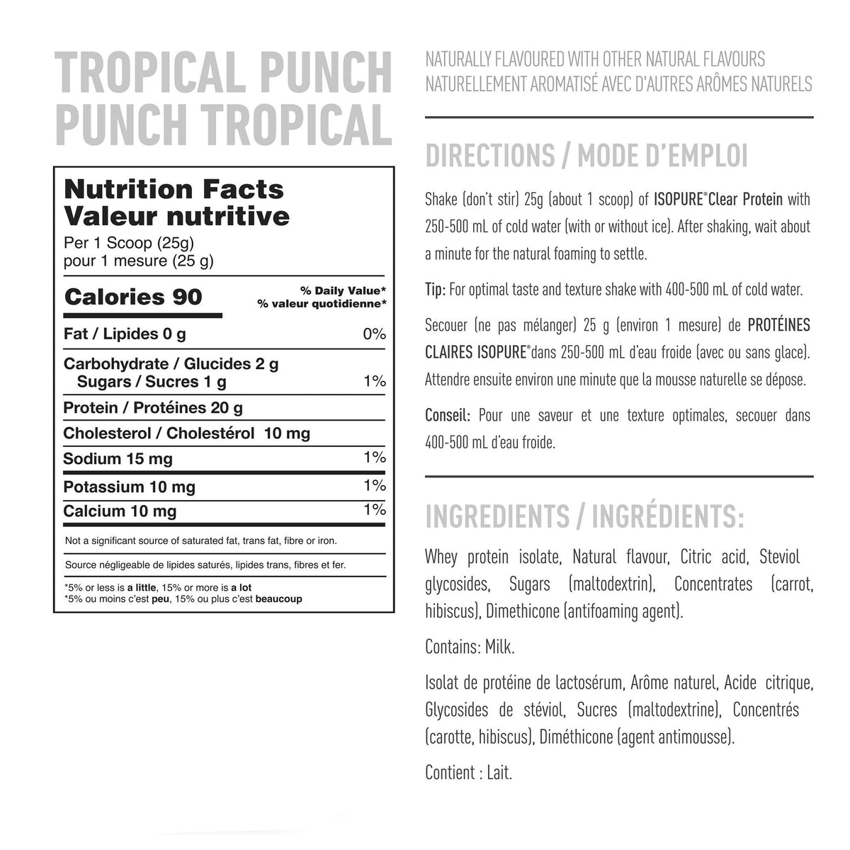 Isopure Clear Protein 清爽透明乳清蛋白粉 熱帶水果味 (1.25kg) 產品圖片 3－Fitmart 加拿大直送健康選品