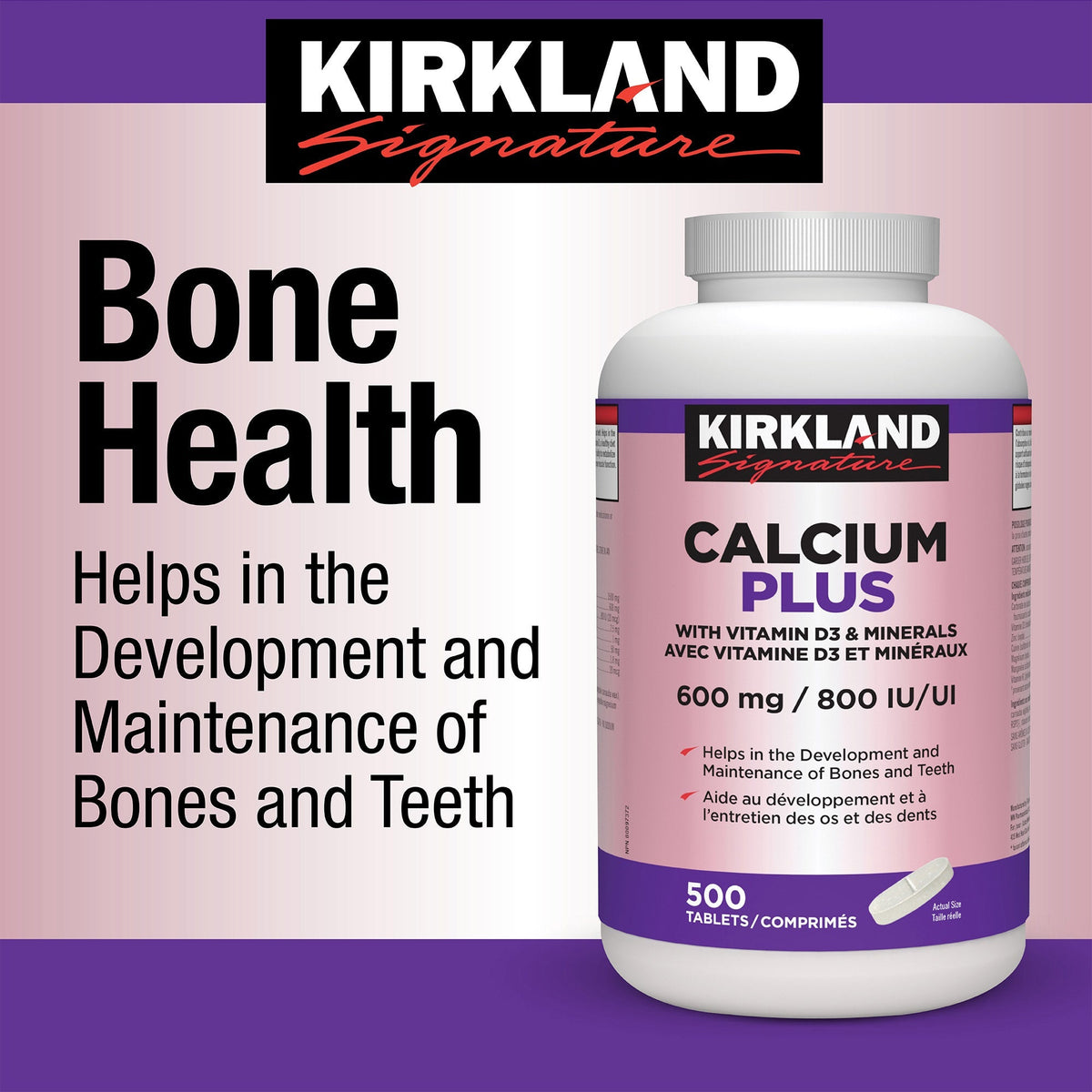 Kirkland Signature 鈣 600mg + 維他命D3 800IU + 礦物質片 (500片)-Supplements-FIT MART 香港智能健康及運動生活用品專門店：筋膜槍、瑜伽輔助工具、智能健身設備