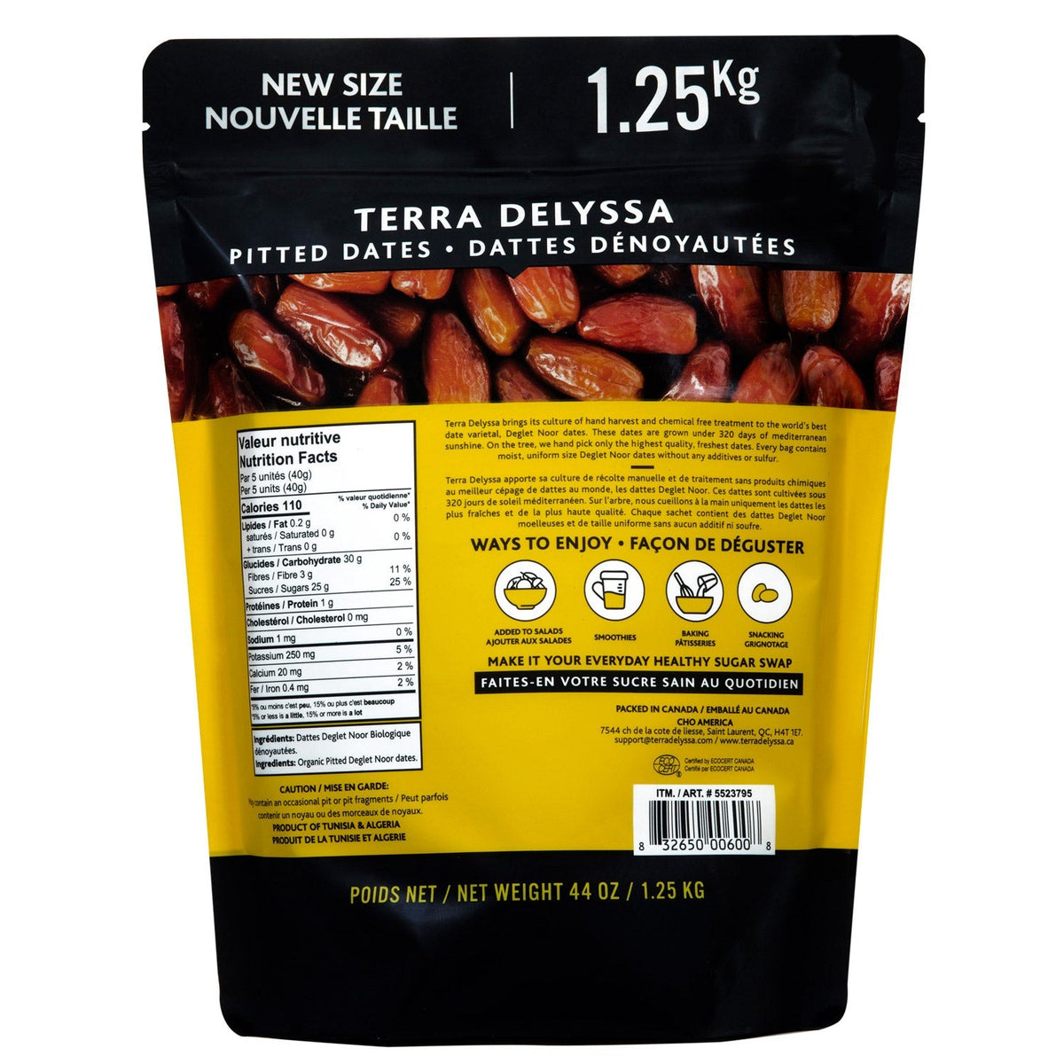 Terra Delyssa 有機 Deglet Noor 無核椰棗 無添加糖 (1.25kg) 產品圖片 3－Fitmart 加拿大直送健康選品