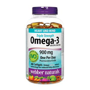 Webber Naturals 三倍濃度 Omega-3 魚油軟膠囊 600mg EPA + 300mg DHA (200粒)-Supplements-FIT MART 香港智能健康及運動生活用品專門店：筋膜槍、瑜伽輔助工具、智能健身設備