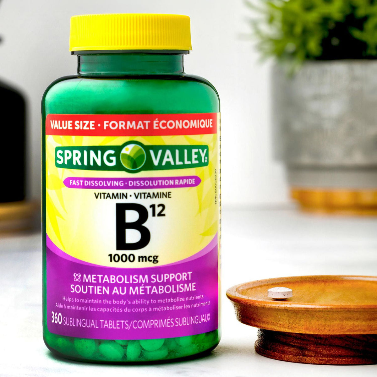 Spring Valley Methylcobalamin Vitamin B12 1000mcg Sublingual Dissolvable Tablets (360 Count)