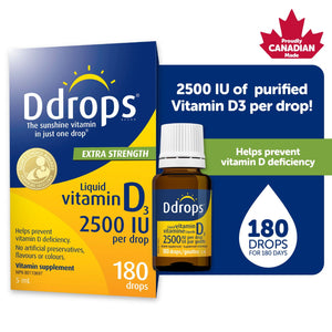Ddrops 特強維他命D3 2500IU 液體滴劑 (5mL｜約180滴)-Supplements-FIT MART 香港智能健康及運動生活用品專門店：筋膜槍、瑜伽輔助工具、智能健身設備