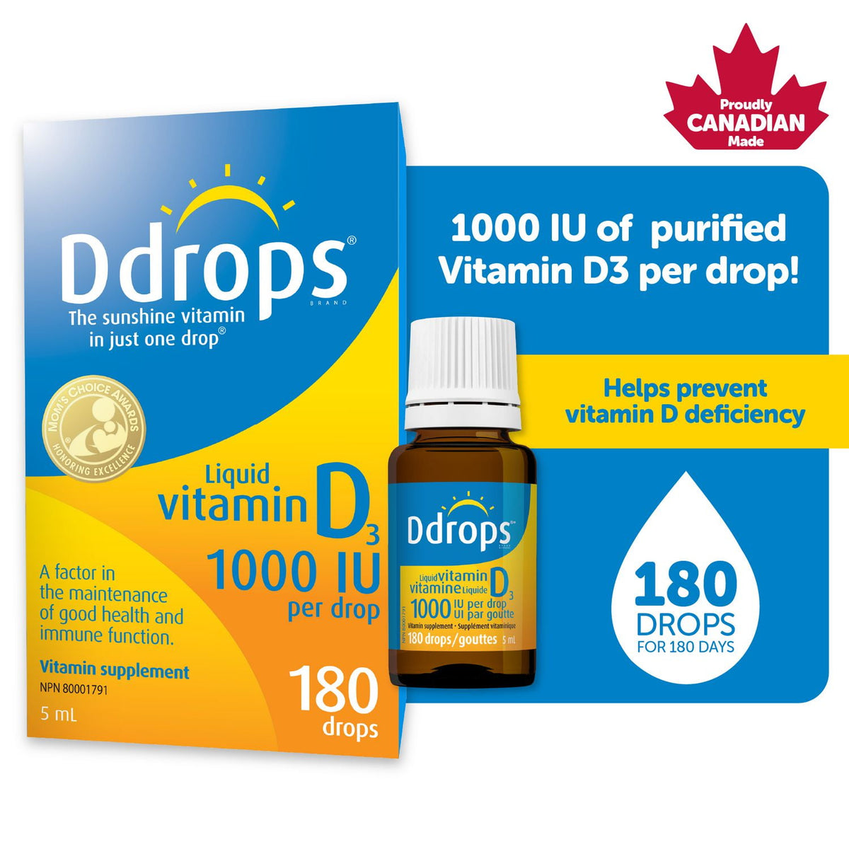 Ddrops 成人維他命D3 1000IU 液體滴劑 (約180滴)-Supplements-FIT MART 香港智能健康及運動生活用品專門店：筋膜槍、瑜伽輔助工具、智能健身設備