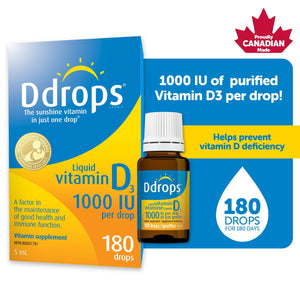 Ddrops 成人維他命D3 1000IU 液體滴劑 (約180滴)-Supplements-FIT MART 香港智能健康及運動生活用品專門店：筋膜槍、瑜伽輔助工具、智能健身設備