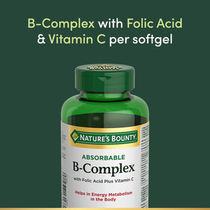 Nature's Bounty High Absorption Vitamin B Complex + Folic Acid + Vitamin C Softgels (100 count)