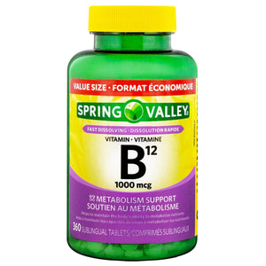 Spring Valley Methylcobalamin Vitamin B12 1000mcg Sublingual Dissolvable Tablets (360 Count)