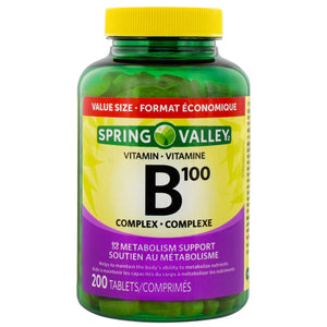 Spring Valley 維他命B100複合片 (200片)-Supplements-FIT MART 香港智能健康及運動生活用品專門店：筋膜槍、瑜伽輔助工具、智能健身設備