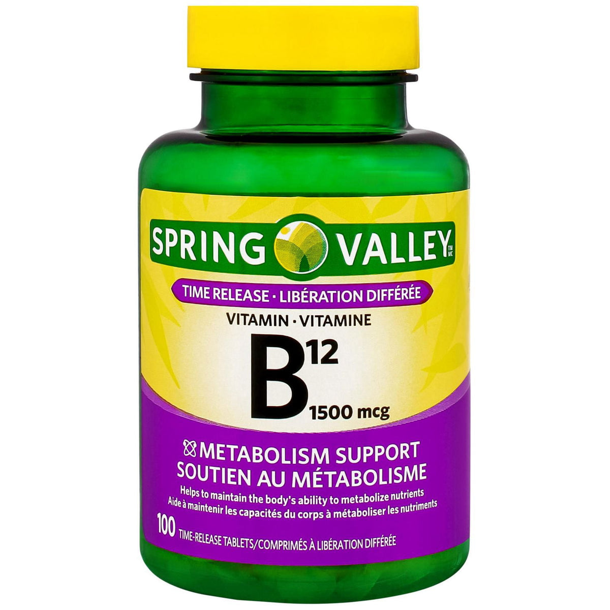 Spring Valley Vitamin B12 1500 mcg Extended-Release Tablets (100 Count)