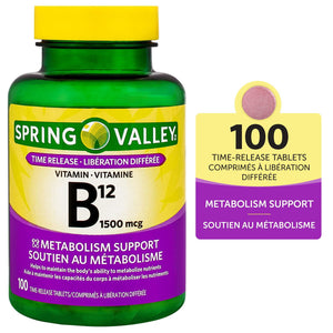Spring Valley Vitamin B12 1500 mcg Extended-Release Tablets (100 Count)