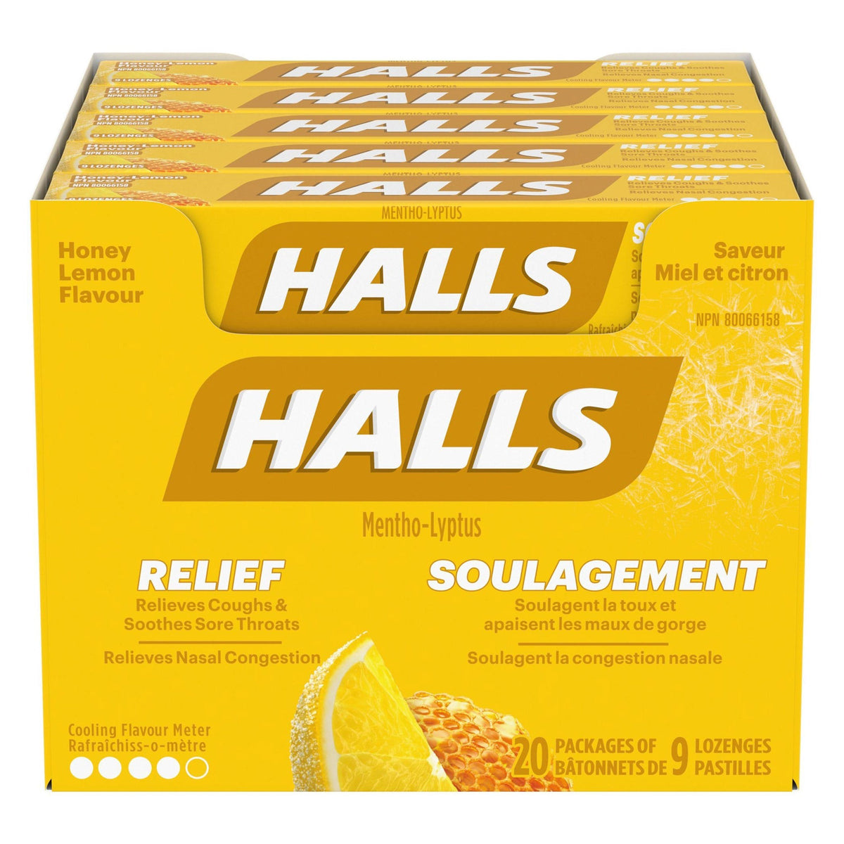 Halls 蜂蜜檸檬味潤喉糖 (9粒 x 20包) | 海外代購-Medicines-FIT MART 香港智能健康及運動生活用品專門店：筋膜槍、瑜伽輔助工具、智能健身設備