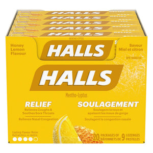 Halls 蜂蜜檸檬味潤喉糖 (9粒 x 20包) | 海外代購-Medicines-FIT MART 香港智能健康及運動生活用品專門店：筋膜槍、瑜伽輔助工具、智能健身設備