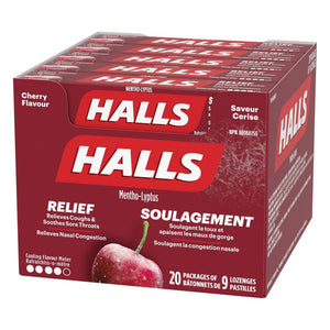 Halls 櫻桃味潤喉糖 (9粒 x 20包) | 海外代購-Medicines-FIT MART 香港智能健康及運動生活用品專門店：筋膜槍、瑜伽輔助工具、智能健身設備