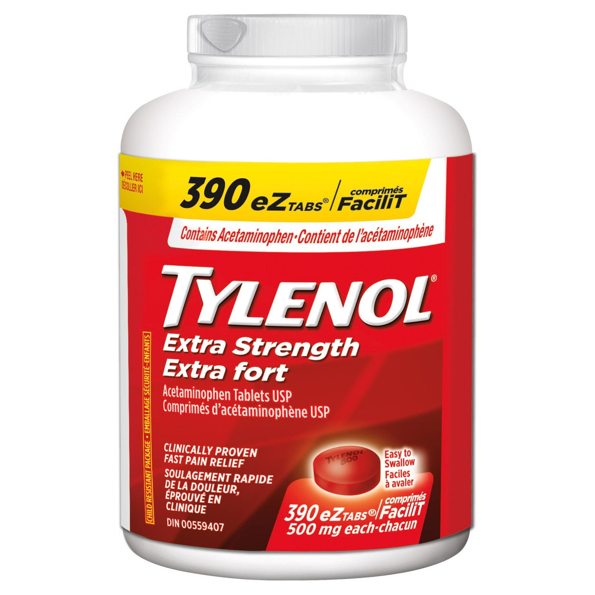 Tylenol 特強撲熱息痛 500mg eZtabs 止痛退燒片 (390片)-Medicines-FIT MART 香港智能健康及運動生活用品專門店：筋膜槍、瑜伽輔助工具、智能健身設備
