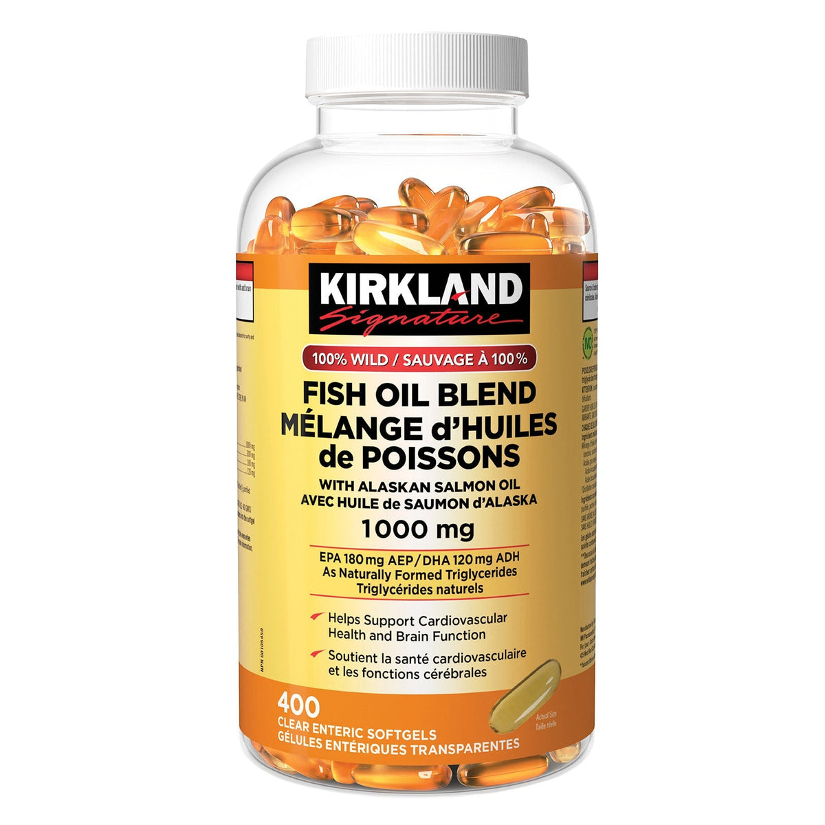 Kirkland Signature 100%野生魚油 Omega-3 EPA 180mg + DHA 120mg 腸溶軟膠囊 (400粒) | 海外代購-Supplements-FIT MART 香港智能健康及運動生活用品專門店：筋膜槍、瑜伽輔助工具、智能健身設備