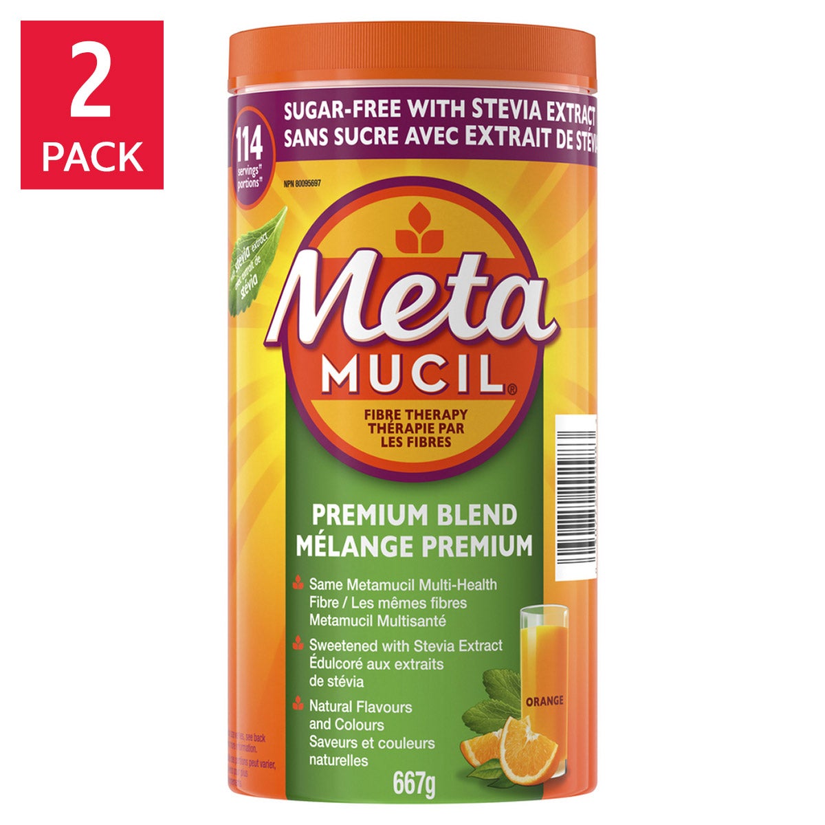 Metamucil Premium Blend 甜菊糖纖維粉 (114份 x 2罐)-Medicines-FIT MART 香港智能健康及運動生活用品專門店：筋膜槍、瑜伽輔助工具、智能健身設備