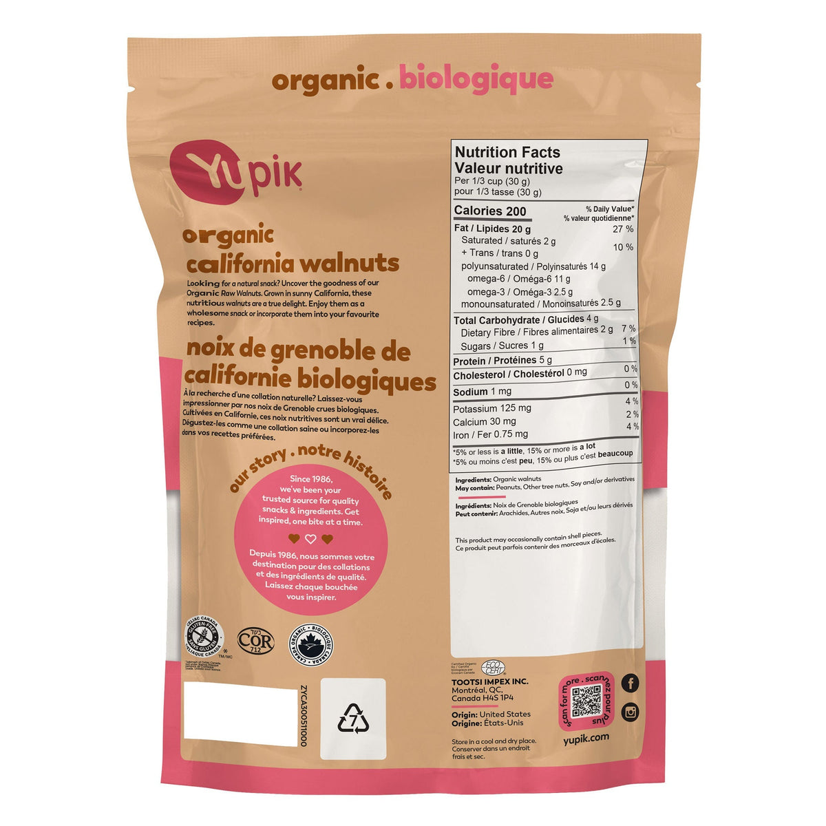 Yupik 有機合桃仁 (1kg)｜Fitmart 加拿大直送-Food-FIT MART 香港智能健康及運動生活用品專門店：筋膜槍、瑜伽輔助工具、智能健身設備