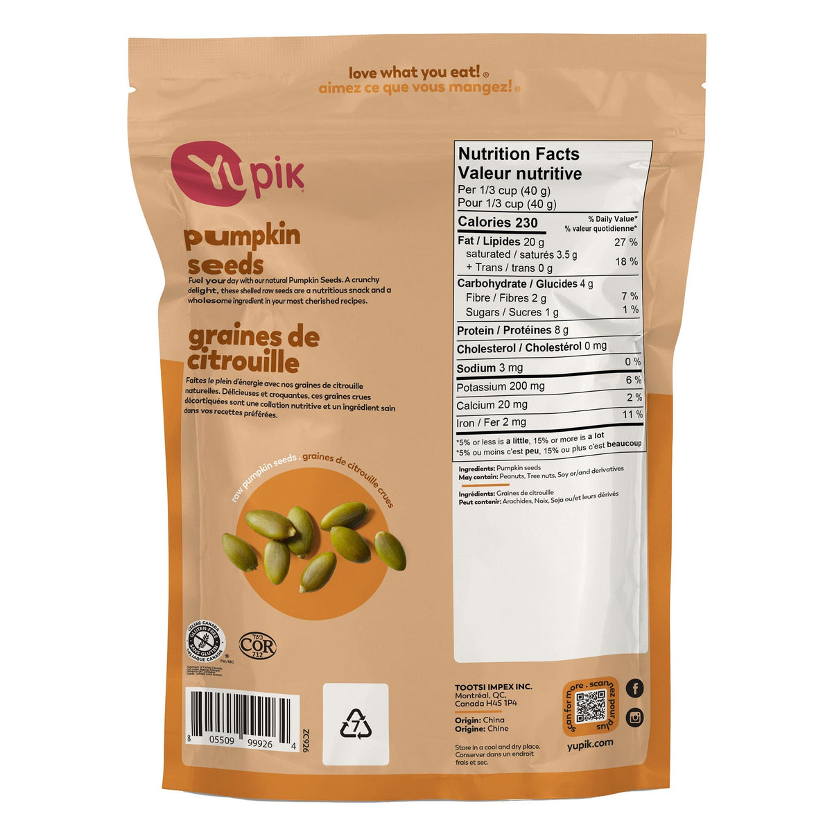Yupik 生南瓜籽仁 無鹽無添加糖 (2kg) 產品圖片 3－Fitmart 加拿大直送健康選品