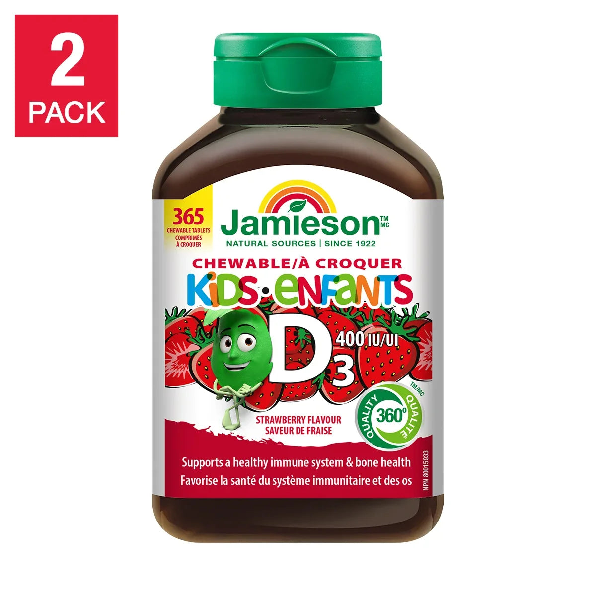 Jamieson 健美生 兒童維他命 D3 咀嚼片 400 IU (365粒 x 2樽 超值裝) | 海外代購-Supplements-FIT MART 香港智能健康及運動生活用品專門店：筋膜槍、瑜伽輔助工具、智能健身設備