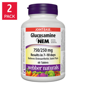 Webber Naturals 葡萄糖胺 + NEM® 天然蛋殼膜片 (60片 x 2樽)-Supplements-FIT MART 香港智能健康及運動生活用品專門店：筋膜槍、瑜伽輔助工具、智能健身設備