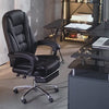 Black and white office computer chair business executive chair boss chair (steel tripod｜original seat cushion｜feetrest｜fixed armrest)