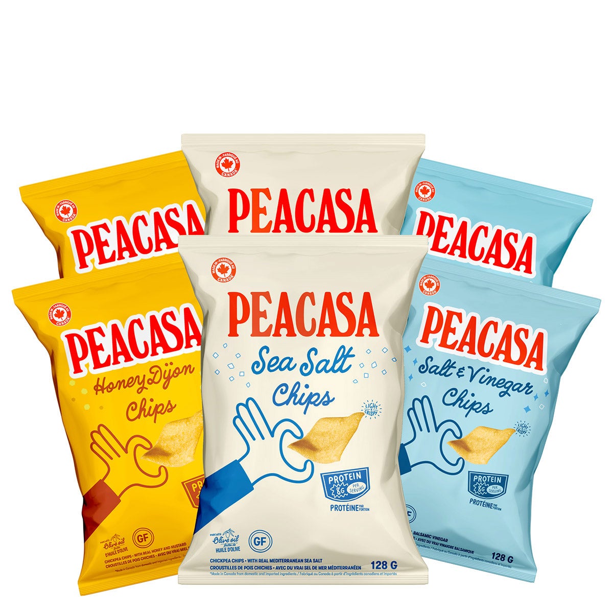 Peacasa 加拿大製鷹嘴豆脆片 海鹽＋蜜糖芥末 (128g x 6包) 產品圖片 1－Fitmart 加拿大直送健康選品