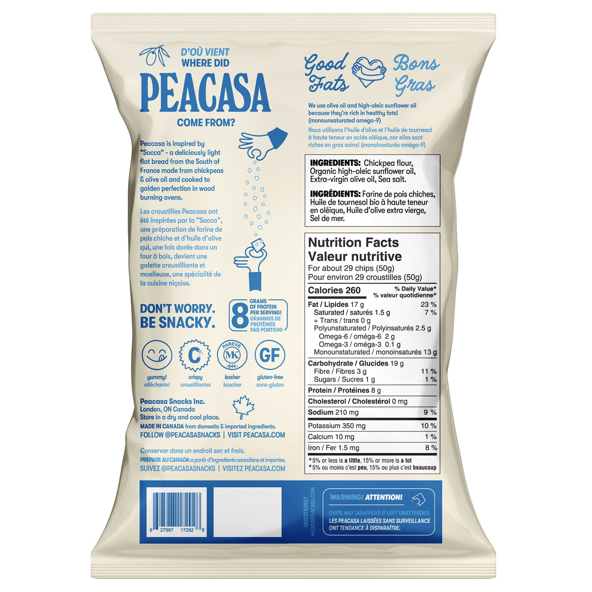 Peacasa 加拿大製鷹嘴豆脆片 海鹽＋蜜糖芥末 (128g x 6包) 產品圖片 2－Fitmart 加拿大直送健康選品