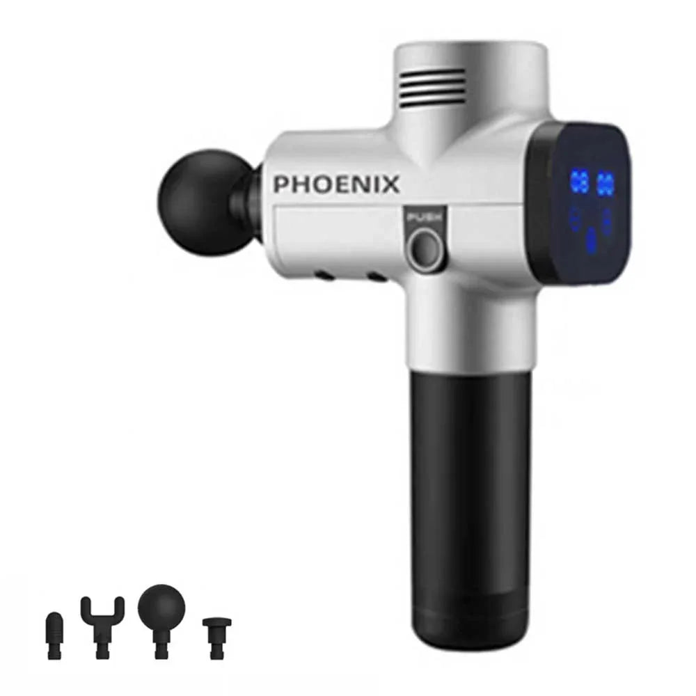 Phoenix A2S升級版筋膜按摩槍 (2500mAh｜4個按摩頭｜國際版｜銀色)-按摩槍-FIT MART 香港智能健康及運動生活用品專門店：筋膜槍、瑜伽輔助工具、智能健身設備