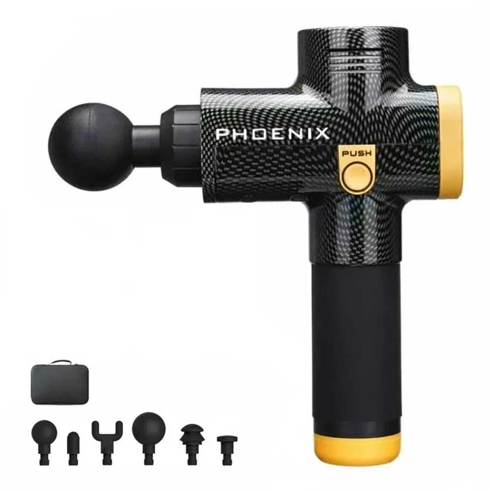 Phoenix A2基礎版筋膜按摩槍 (1500mAh｜6個按摩頭連盒｜國際版｜碳纖色)-按摩槍-FIT MART 香港智能健康及運動生活用品專門店：筋膜槍、瑜伽輔助工具、智能健身設備